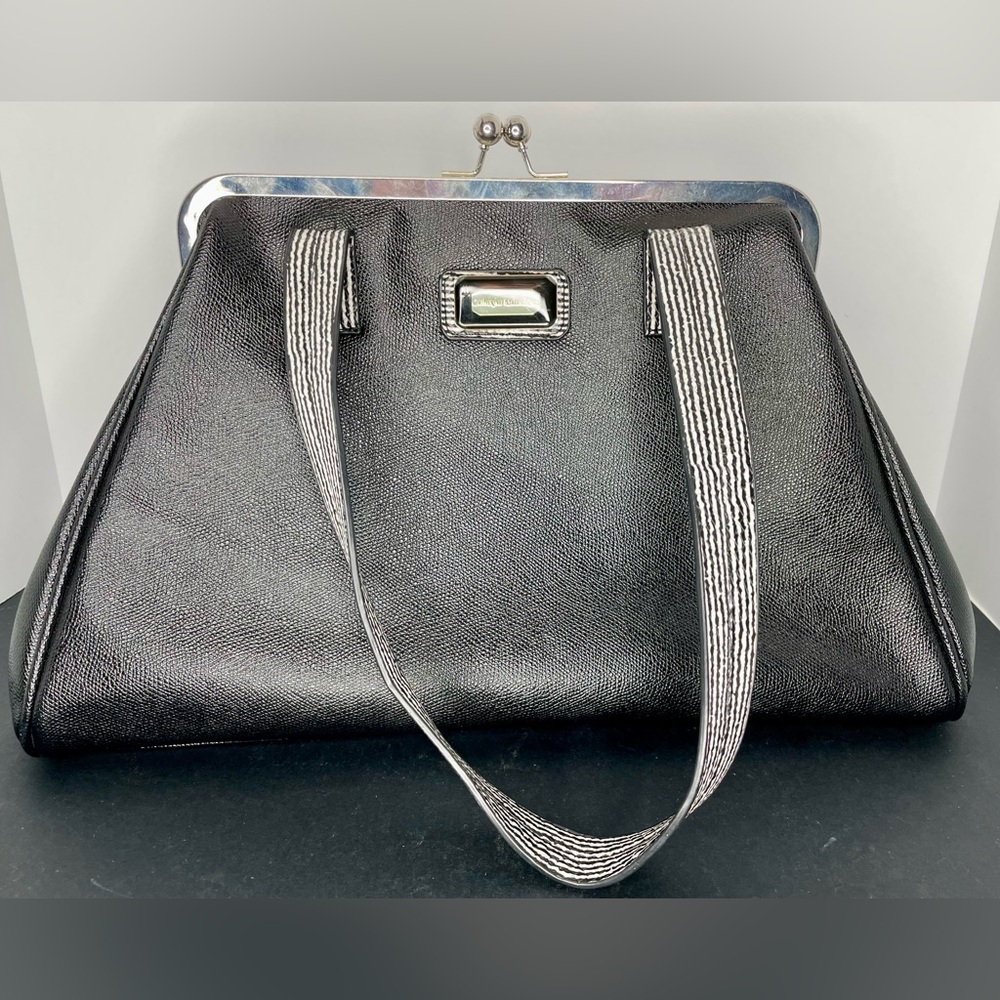 CATHERINE MALANDRINO Purse Handbag Satchel Carry On Overnight Retro Large Black